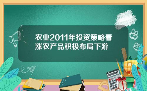 农业2011年投资策略看涨农产品积极布局下游