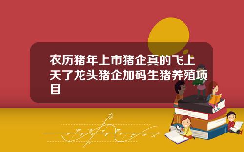 农历猪年上市猪企真的飞上天了龙头猪企加码生猪养殖项目