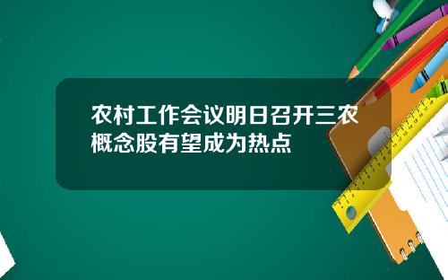 农村工作会议明日召开三农概念股有望成为热点