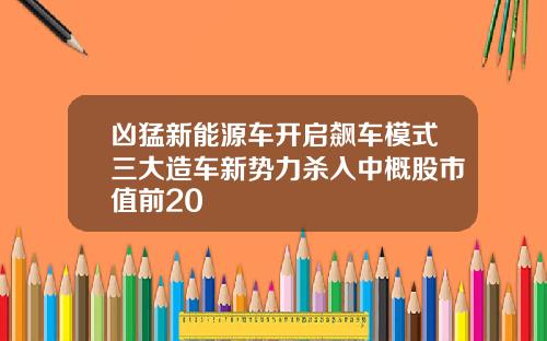 凶猛新能源车开启飙车模式三大造车新势力杀入中概股市值前20