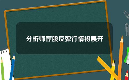 分析师荐股反弹行情将展开
