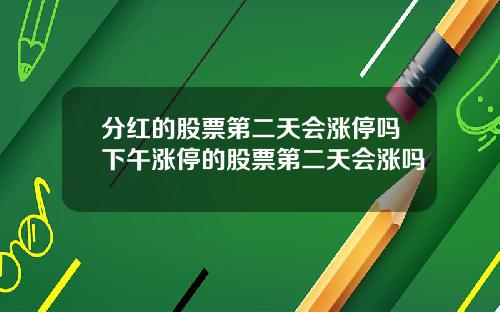 分红的股票第二天会涨停吗下午涨停的股票第二天会涨吗