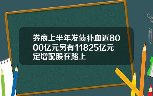 券商上半年发债补血近8000亿元另有11825亿元定增配股在路上