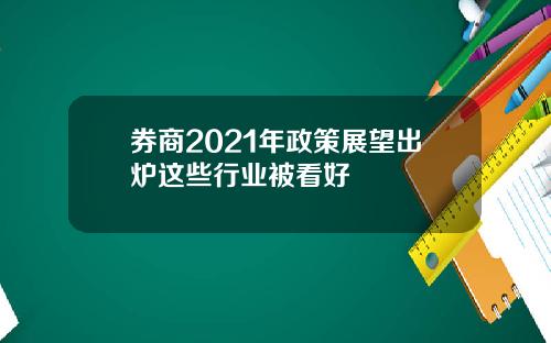 券商2021年政策展望出炉这些行业被看好