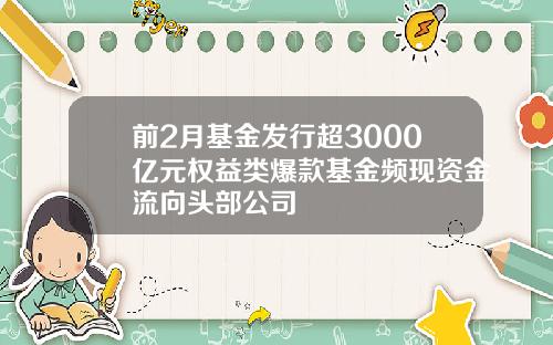 前2月基金发行超3000亿元权益类爆款基金频现资金流向头部公司