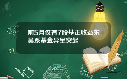 前5月仅有7股基正收益东吴系基金异军突起
