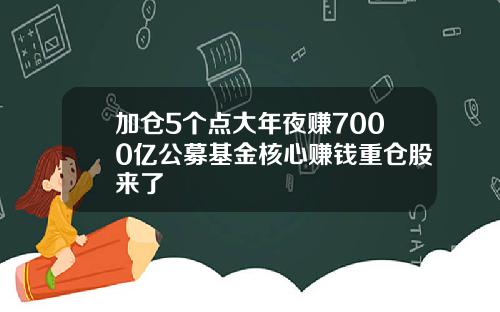 加仓5个点大年夜赚7000亿公募基金核心赚钱重仓股来了