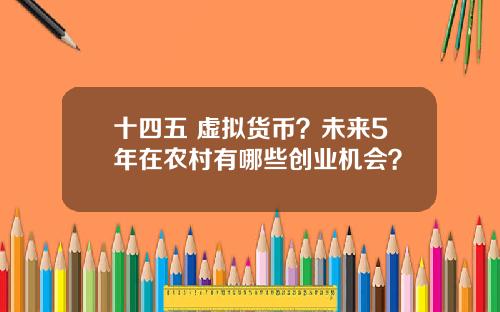 十四五 虚拟货币？未来5年在农村有哪些创业机会？