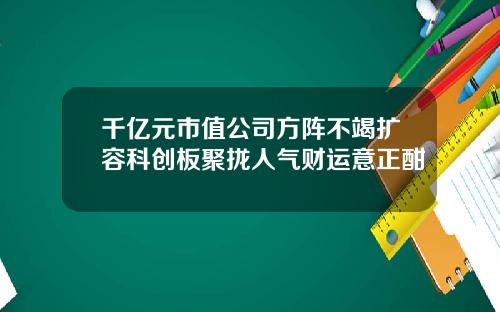 千亿元市值公司方阵不竭扩容科创板聚拢人气财运意正酣