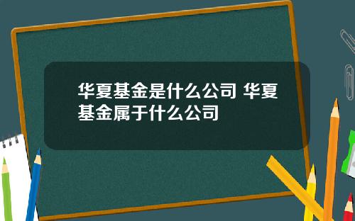 华夏基金是什么公司 华夏基金属于什么公司