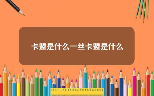 卡盟是什么一丝卡盟是什么