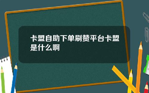 卡盟自助下单刷赞平台卡盟是什么啊