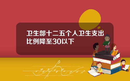 卫生部十二五个人卫生支出比例降至30以下