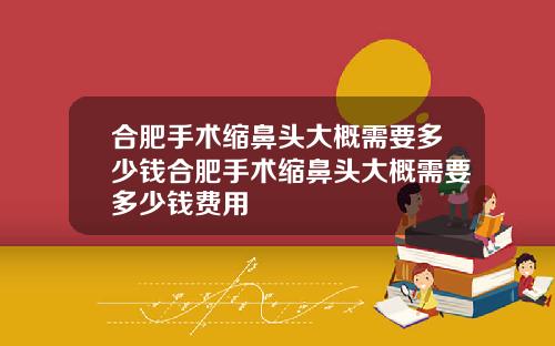 合肥手术缩鼻头大概需要多少钱合肥手术缩鼻头大概需要多少钱费用