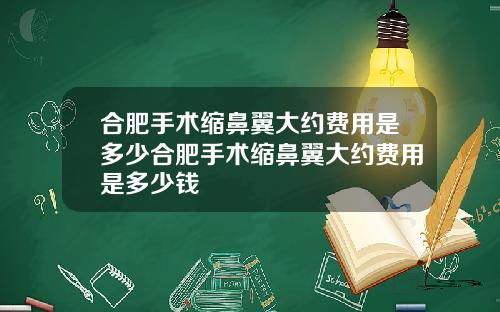 合肥手术缩鼻翼大约费用是多少合肥手术缩鼻翼大约费用是多少钱