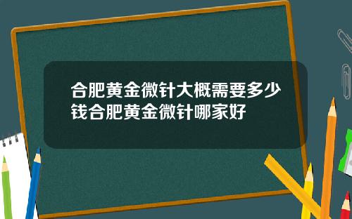 合肥黄金微针大概需要多少钱合肥黄金微针哪家好