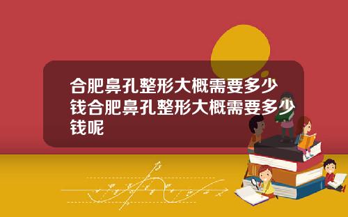合肥鼻孔整形大概需要多少钱合肥鼻孔整形大概需要多少钱呢