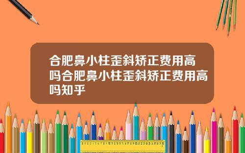 合肥鼻小柱歪斜矫正费用高吗合肥鼻小柱歪斜矫正费用高吗知乎