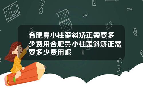 合肥鼻小柱歪斜矫正需要多少费用合肥鼻小柱歪斜矫正需要多少费用呢