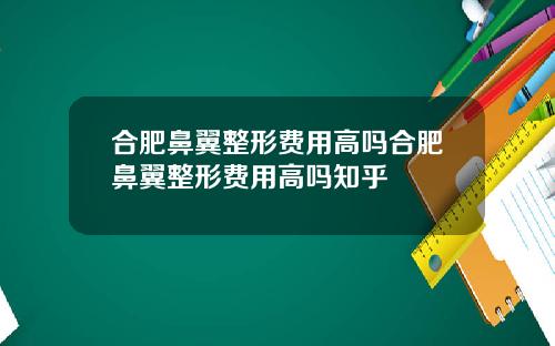 合肥鼻翼整形费用高吗合肥鼻翼整形费用高吗知乎