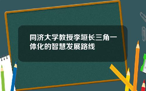 同济大学教授李垣长三角一体化的智慧发展路线