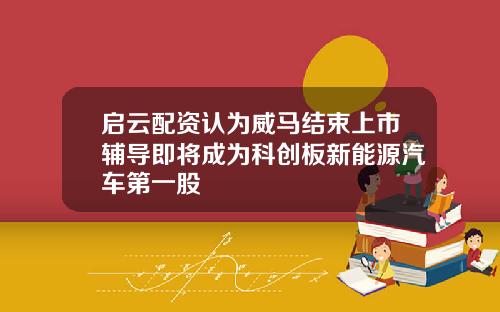 启云配资认为威马结束上市辅导即将成为科创板新能源汽车第一股