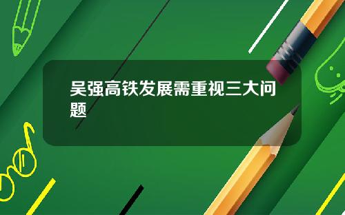 吴强高铁发展需重视三大问题