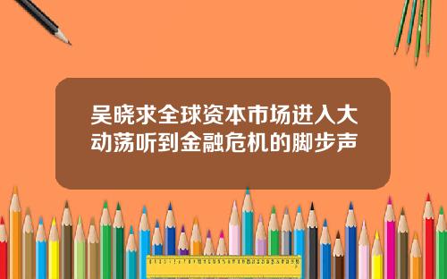 吴晓求全球资本市场进入大动荡听到金融危机的脚步声