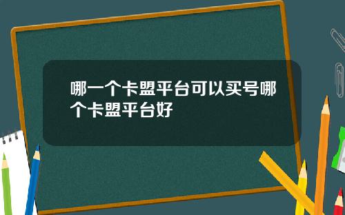 哪一个卡盟平台可以买号哪个卡盟平台好