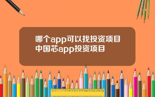 哪个app可以找投资项目中国芯app投资项目