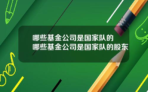 哪些基金公司是国家队的 哪些基金公司是国家队的股东