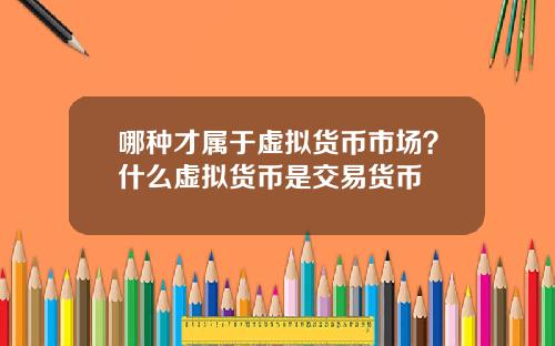 哪种才属于虚拟货币市场？什么虚拟货币是交易货币