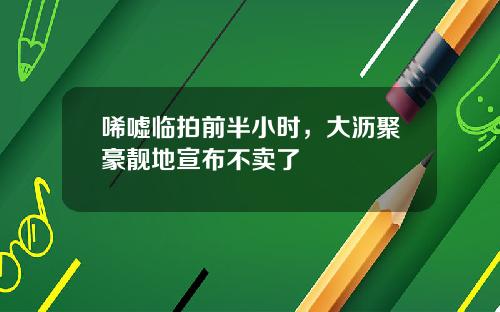 唏嘘临拍前半小时，大沥聚豪靓地宣布不卖了