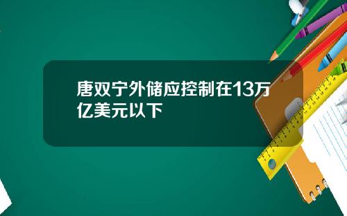 唐双宁外储应控制在13万亿美元以下