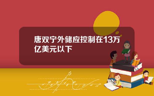 唐双宁外储应控制在13万亿美元以下