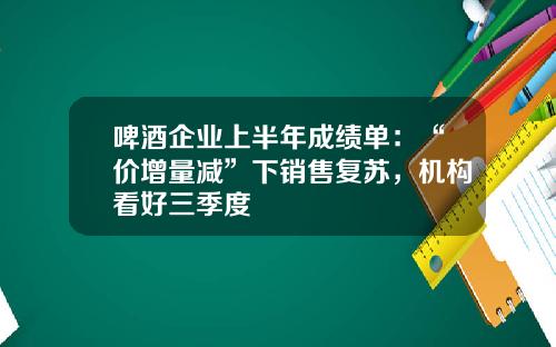 啤酒企业上半年成绩单：“价增量减”下销售复苏，机构看好三季度