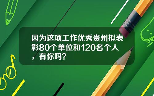 因为这项工作优秀贵州拟表彰80个单位和120名个人，有你吗？