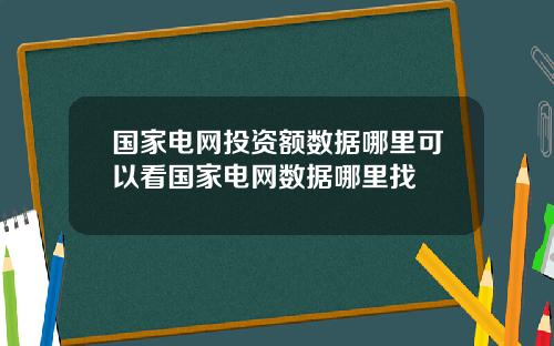 国家电网投资额数据哪里可以看国家电网数据哪里找