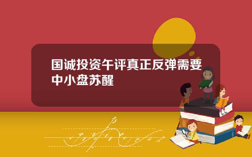 国诚投资午评真正反弹需要中小盘苏醒
