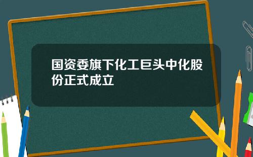 国资委旗下化工巨头中化股份正式成立