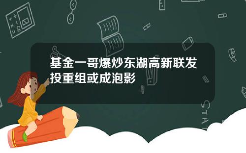 基金一哥爆炒东湖高新联发投重组或成泡影