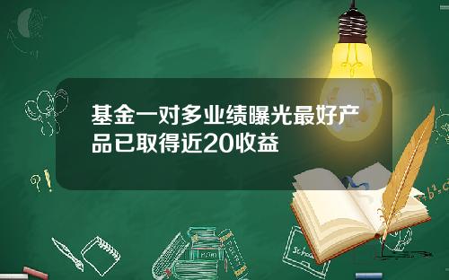 基金一对多业绩曝光最好产品已取得近20收益