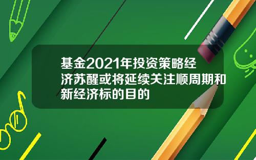 基金2021年投资策略经济苏醒或将延续关注顺周期和新经济标的目的