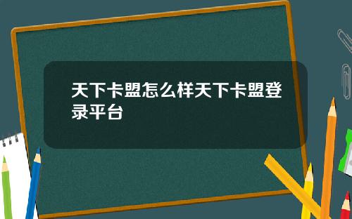 天下卡盟怎么样天下卡盟登录平台