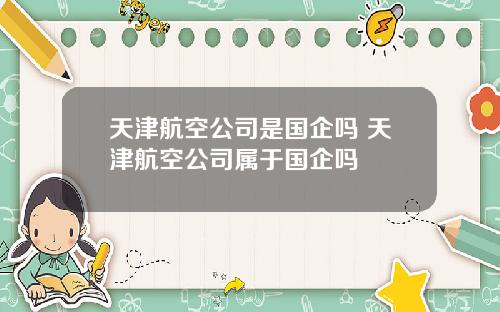天津航空公司是国企吗 天津航空公司属于国企吗