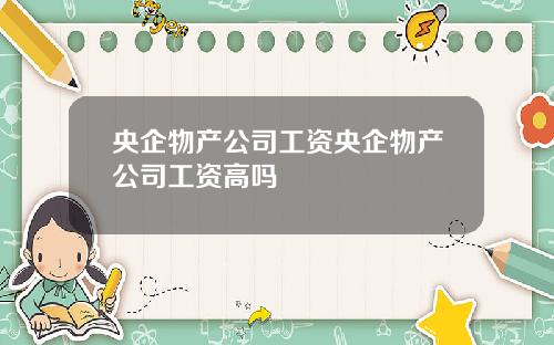 央企物产公司工资央企物产公司工资高吗