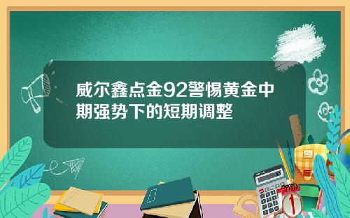 威尔鑫点金92警惕黄金中期强势下的短期调整