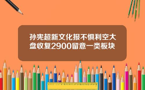 孙宪超新文化报不惧利空大盘收复2900留意一类板块