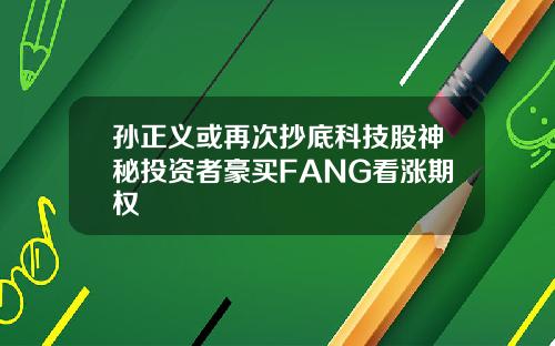 孙正义或再次抄底科技股神秘投资者豪买FANG看涨期权