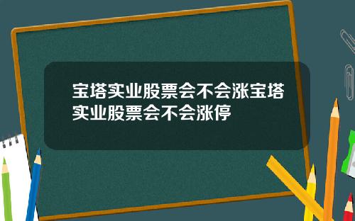 宝塔实业股票会不会涨宝塔实业股票会不会涨停